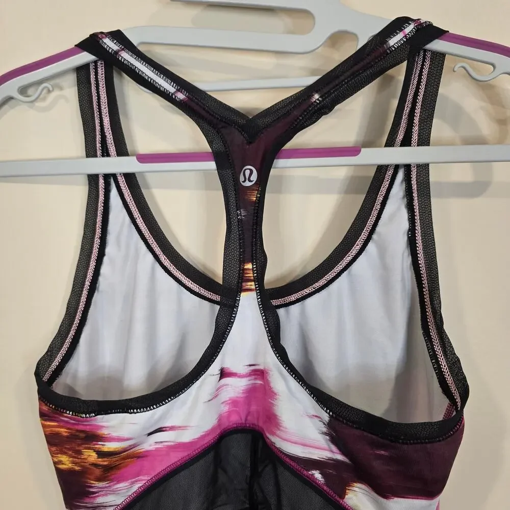 Women's Lululemon Black Pink Mesh Back Athletic Racerback Tank Top | Size 2